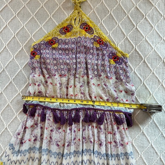 RAGA Women’s Tropic Bird Halter Dress. Purple, yellow. Size LARGE - Picture 6 of 9